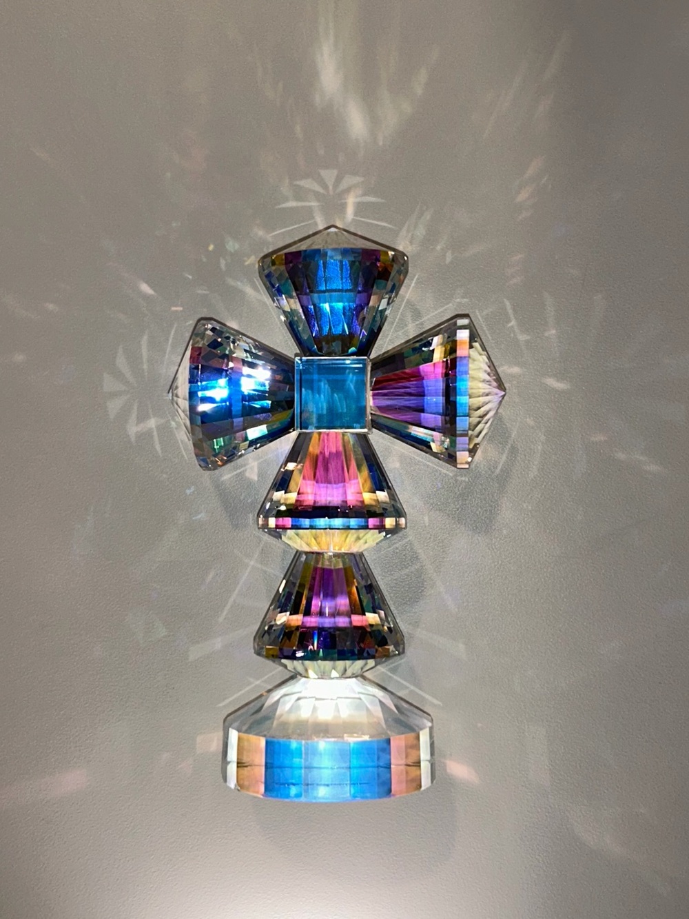 Oleg Cassini Crystal Cross - Aurora Borealis Prism - Signed - Vintage Luxury